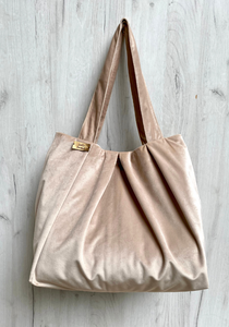 μπεζ τσαντα υφασματινη μεγάλη big shopper bag