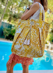 καλοκαιρινή τσάντα παραλίας με κοράλια κίτρινη