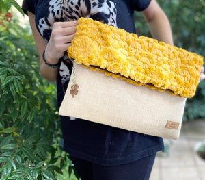πολυτελής τσάντα φακελος κίτρινος 